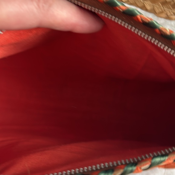 Wicker straw bag, purse, brown, and orange color new with tags - Picture 4 of 5